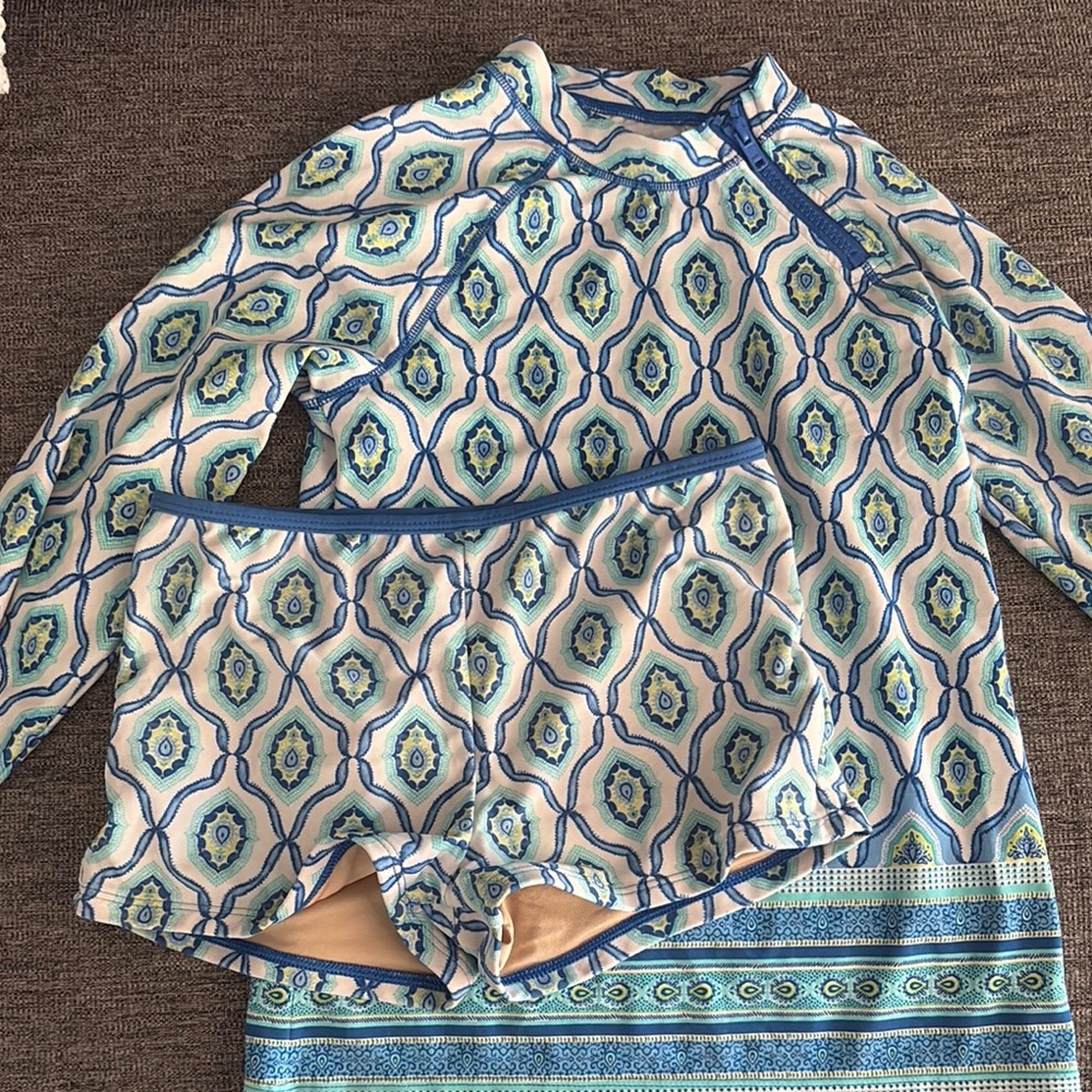 Cabana Life Blue and Yellow Patterned Swimwear